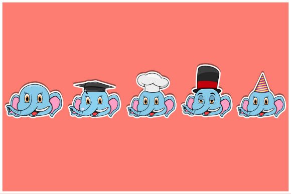 Head Elephant Animal Sticker Set: Versatile Vector Charm