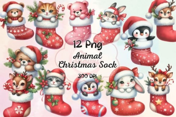 Unwrapping Cute Animal Christmas Sock Sublimation for Holiday Designs